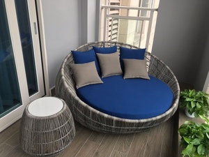 New Garden Round <strong>Daybed</strong> Aluminum Rattan <strong>Outdoor</strong> Sun Lounger Patio Garden Rattan Day Bed <strong>With</strong> <strong>Canopy</strong> - Product Image 6