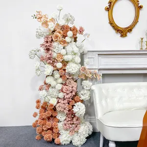 Satılık yeni tasarım düğün dekorasyon çiçek fon özelleştirilmiş yapay ortanca çiçek kemer söz