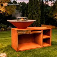 Barbecue extérieur certifié qualité, barbecue sur mesure en acier Corten, table ronde pour barbecue