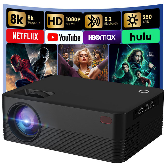 H5 Black 240 Ansi Lumens Lcd Projector for Business & Education - 1080P, Android, 4K Support