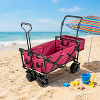 Remorque de camping pliable, chariot de pique-nique portable, auvent pare-soleil avec structure métallique et frein à roue large de 8 pouces