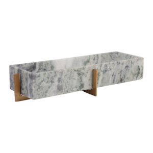 Vassoio moderno in marmo con dettagli in metallo per gioielli o come vassoio decorativo per il bagno - Product Image 3