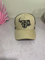 5 Panel topi bingkai topi Trucker bergaris profil tinggi kualitas kustom topi Trucker 5 Panel Logo bordir 2 sisi garis topi Trucker