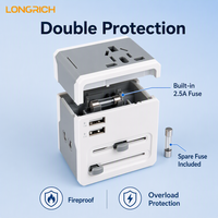 Adaptor Perjalanan Universal UK US EU AU, Konverter Colokan Multi-Negara dengan Pengisi Daya USB untuk Laptop, Penggunaan Perjalanan