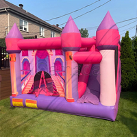 Château gonflable commercial combiné avec toboggan sec et humide en PVC, avec souffleur