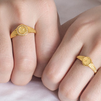 Bague montre vintage plaquée or style punk ajustable avec zircones cubiques pour femmes et hommes, cadeau personnalisé pour couple