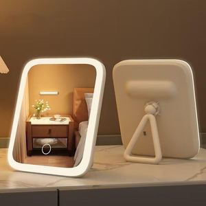 Toptan Masaüstü LED Makyaj Aynası Dokunmatik Kontrol 3 Renkli Işık USB Güçlü Masa Aynası Şık Taşınabilir Aynalı Standlı - Product Image 1