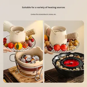 Olla <span class=keywords><strong>de</strong></span> Cerámica <span class=keywords><strong>con</strong></span> Asa Lateral <span class=keywords><strong>de</strong></span> Bambú para Hornear, Preparar Té <span class=keywords><strong>con</strong></span> Leche, <span class=keywords><strong>con</strong></span> <span class=keywords><strong>Filtro</strong></span>, Diseño Moderno y Minimalista, Origen China, para Cocina Exterior - Product Image 3