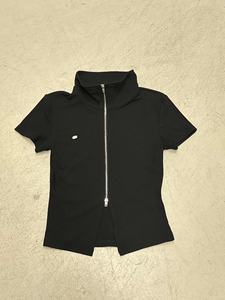 Camiseta de Manga Corta para Mujer, Moderna, Juvenil, Estilo Urbano, Transpirable, Tejida, con Cierre Digital Bidireccional, Cuello Mao, Corte Ajustado - Product Image 2