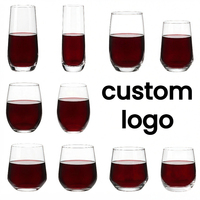 Verre à vin sans pied personnalisé avec logo, gravé au laser, 550 ml, verrerie en gros d'usine en stock, sans plomb, transparent, pour mariage, événement, cadeau