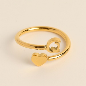 Anillos de Acero Inoxidable con Letras y Corazones para Mujer, Joyería Fina de Moda - Product Image 1
