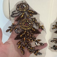 Applique en tulle faite à la main, broderie de strass, dentelle florale, patch pour robe de mariée