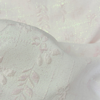 Tissu Jacquard Métallique Floral Brillant à Mémoire de Forme, Poids Moyen 110 GSM, Polyester avec Fil Métallique, Matière pour Robe de Mariée Fille