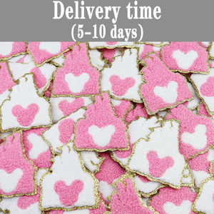 Usine en gros divers modèles design <span class=keywords><strong>rose</strong></span> série château arc chenille patchs - Product Image 5