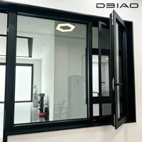 Ventana Moderna Personalizada de Aluminio con Rotura de Puente Térmico, Doble Apertura Interior, Insonorizada, Integrada con Acero Inoxidable para Dormitorio, Villa o Exterior