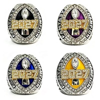 Nouvelle Collection 2027 : Ensemble de 6 Bagues de Champion de Football Fantastique, Tendance Classique, en Alliage Plaqué Argent, Bijoux Sportifs avec Boîte en Bois – Vente Flash