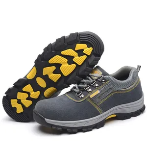 2024 New Design Breathable Non Slip Durable Men Safety Shoes Cow Leather Blue Steel Toe Work Shoes