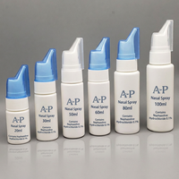 Flacons pulvérisateurs nasaux en plastique personnalisés de 15 ml, 20 ml, 30 ml, 50 ml, 60 ml, 100 ml avec pompe à brume et couvercle anti-poussière pour liquides médicaux