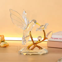 Direktverkauf ab Werk Umweltfreundliches K9 Klares Kristall Exquisites Tier-Design Kolibri-Ornament Wohnzimmer Tischdekoration Geschenk