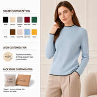Suéter de Punto Acanalado con Cuello Redondo para Mujer, con Ribete en Contraste y Manga Larga, Estilo Casual para Diario