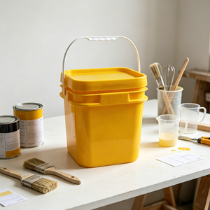 Fabricant de seaux carrés en plastique personnalisés avec logo OEM, empilables, robustes, avec couvercle - Product Image 1
