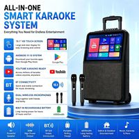 Carrito Portátil de 2 Vías con Wifi Inalámbrico, Android 12, Altavoz de 10'' de Alta Potencia, Máquina de Karaoke, Reproductor Multimedia, Pantalla Táctil de 15.1''