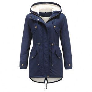 2021 New Arrive Winter Women Solid Color Hooded Overcoat Fleece Inner Parka Heavy Cotton <strong>Velveteen</strong> Warm Outwear Tops Jacket <strong>Coat</strong> - Product Image 2