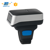 DYscan Mini scanner de code QR sans fil portable à porter sur le doigt pour scanner de codes-barres 2D avec capteur CMOS 300 scans/sec Noir/Argent