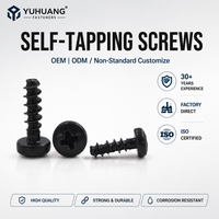 Sekrup Self Tapping Baja Karbon Hitam Seng dengan Kepala Pan Phillips Bersertifikasi ISO 9001 RoHS, Ukuran M2x5 M2.5x8 M3x10, Grade 4.8 6.8 untuk Plastik