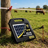 Électrificateur de clôture solaire 0,63J IP66 étanche, portée 30 milles, chargeur de clôture solaire pour protection du bétail et des fermes, pack personnalisable