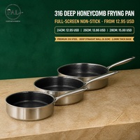 Poêle à frire antiadhésive en acier inoxydable 316, nid d'abeille, 24 cm, 26 cm, 28 cm, pour tous types de cuisinières