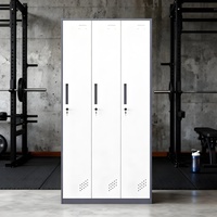 Armario de Almacenamiento de Acero Moderno y Estrecho de 3 Puertas, Estructura Desmontable para Hotel, Gimnasio, Escuela, Gabinete Multiusos para Artículos Personales