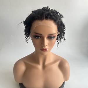 Perruque Courte Bouclée en Cheveux Humains Vierges HD Lace Sans Colle Ultra Respirante et Légère, Idéale pour le Quotidien, le Bureau et les Fêtes - En Stock - Product Image 3