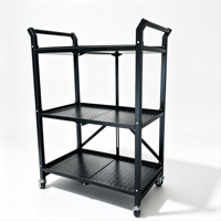 Chariot de rangement pliable robuste à 3 niveaux en PVC imperméable avec roulettes, étagère industrielle pour cuisine et salle de bain (vente en gros)