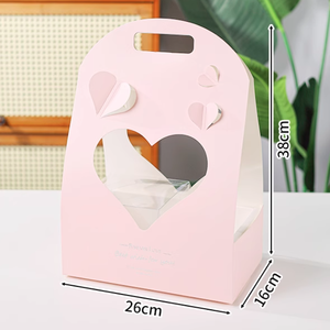 Ими розовая Цветочная сумка для торта складная коробка в форме сердца разделенная упаковка Подарочная сумка коробка для Дня Святого Валентина День Матери - Product Image 2