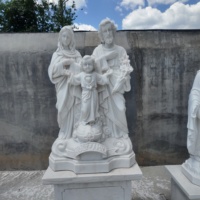Statue de la Sainte Famille en marbre blanc, sculptée à la main, représentant Marie, Joseph et le Bébé Jésus, sculpture en pierre, statue en marbre, catholique européenne.