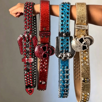 Ceinture de créateur personnalisée avec logo unisexe, style Western Funky Y2K, rock, rappeur, punk, boucle en alliage, strass en cristal, marque OEM/ODM