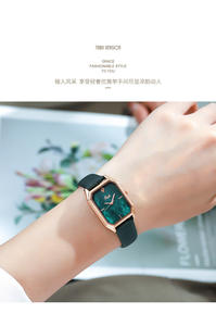 วันหยุดคริสต์มาสนาฬิกาผู้หญิงสายหนังทรงสี่เหลี่ยมอินเทรนด์กันน้ำลำลองควอตซ์ - Product Image 3