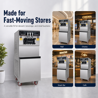 Nouvelle machine à crème glacée molle commerciale 48-50L/H haute capacité 3 saveurs pré-refroidissement en acier inoxydable robuste