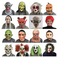 Topeng Wajah Penuh Lucu Baru 2026 untuk Dekorasi Halloween, Topeng Lateks Bercahaya, Perlengkapan Pesta Horor Halloween