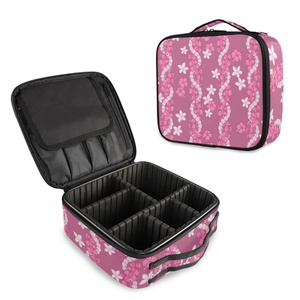 Custom Puakenikeni Pink Lei Print Cosmetic <b>Box</b> Travel Organizer Portable <b>Makeup</b> Storage Bags Luxury Toiletry Cosmetic Case - Product Image 1