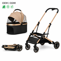Poussette pour animaux de compagnie personnalisée, cadre pliable en alliage d'acier au carbone, cabine amovible, roues stables, capacité de charge de 25 kg, poussette pour animaux de compagnie en gros