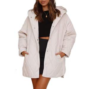 Veste d'hiver décontractée pour femmes, matelassée en diamant, à capuche, légère, respirante, en polyester, rembourrée de duvet - Product Image 5