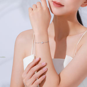 S925 Sterling Silver Zircon Teardrop Round Geometric Chain <b>Bracelet</b> for Women <b>Fashionable</b> Jewelry Customizable copper version - Product Image 5