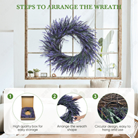 Karangan Bunga Lavender Ungu Musim Semi Baru dengan Penyangga untuk Dekorasi Pesta Paskah dan Liburan