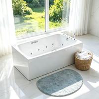 Baignoire autoportante pour salle de bain avec drain d'angle pour adultes, design moderne et minimaliste