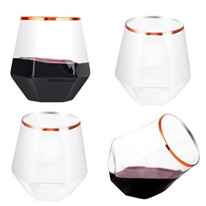 Tasses à vin <span class=keywords><strong>en</strong></span> <span class=keywords><strong>plastique</strong></span> transparent incassables <span class=keywords><strong>en</strong></span> diamant à bord <span class=keywords><strong>en</strong></span> or rose de 12oz verres à <span class=keywords><strong>champagne</strong></span> jetables incassables sans BPA - Product Image 2