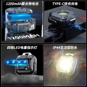 Mini Rechargeable <b>Led</b> <b>Working</b> <b>Light</b> Dark Grey Aluminum Alloy Portable Keychain Flashlight With Changeable Color - Product Image 2