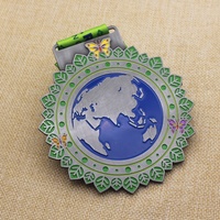 Médaille à paillettes réversible en émail doux, personnalisé, Antique, jour de la terre, défi, course