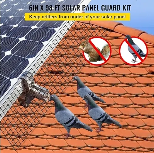 Zengda 6"100' Solar Panel Mesh solar panel deterrent hooks clips solar panel mesh Bird Blocker width